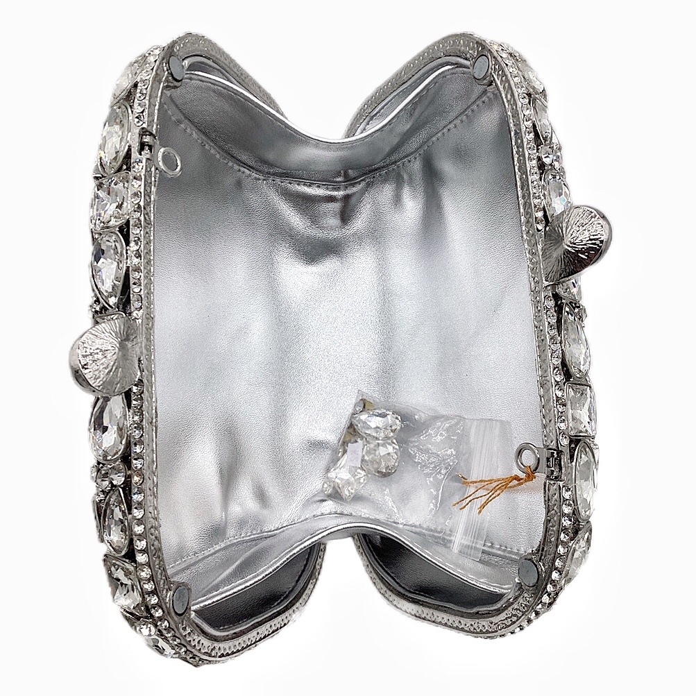 Seleccione estrictamente el nuevo bolso de cena de diamantes, bolso de mano de diamantes huecos, bolso de banquete europeo y americano, embrague de piedra