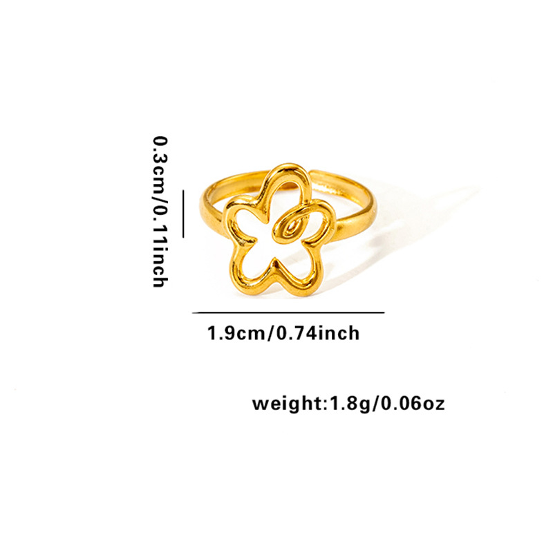 0.03µm Gold Plating Thickness Wholesale Jewelry Elegant Human Face Heart Shape Flower Titanium Steel Open Rings