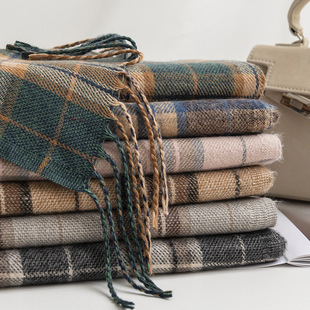 New Cashmere Plaid Scarf Women's Winter Korean-style All-match Couple Warm Scarf Gift Dual-purpose Shawl