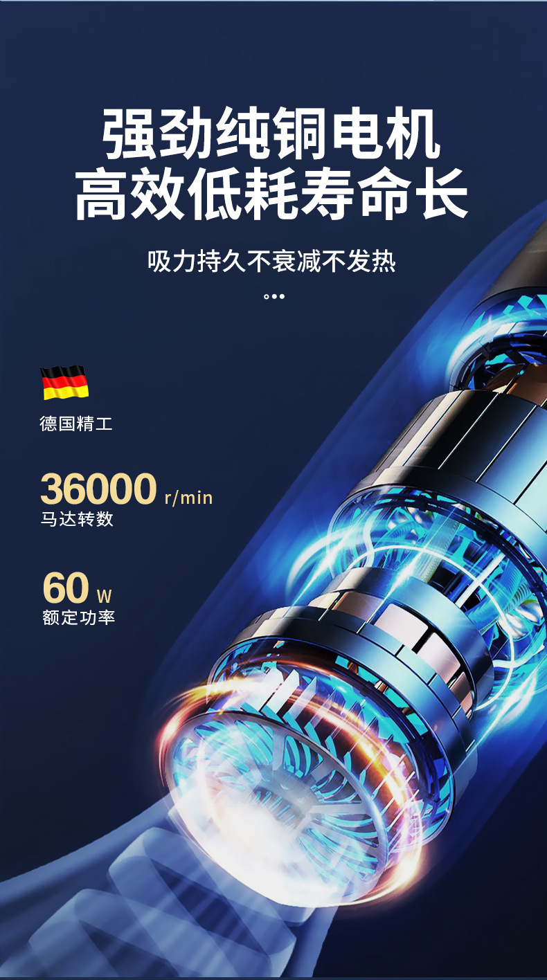 Cross-Border Car Vacuum Cleaner Rechargeable Household Car Wet and Dry Dual-Use Large Suction Power Portable Handheld Vacuum Cleaner