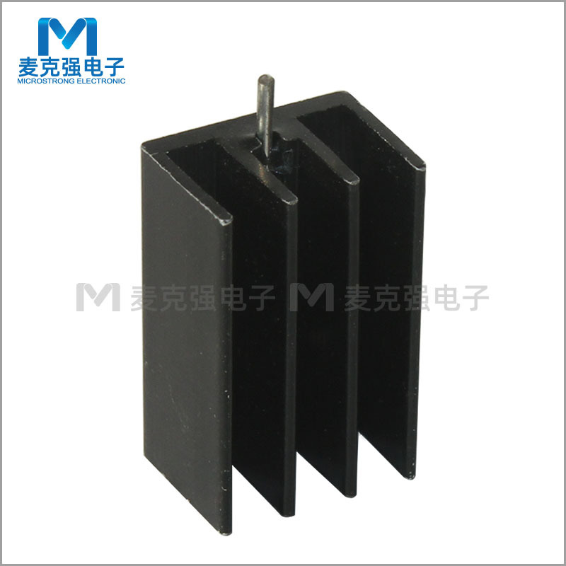铝散热片单针单孔16*12*25mm 孔距18.5黑色电子散热器MOS管用