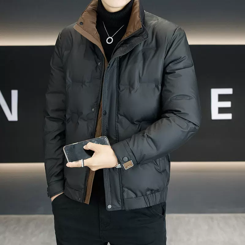 潮流男装纯色简约立领50羽绒服2025冬男士休闲百搭羽绒保暖外套男