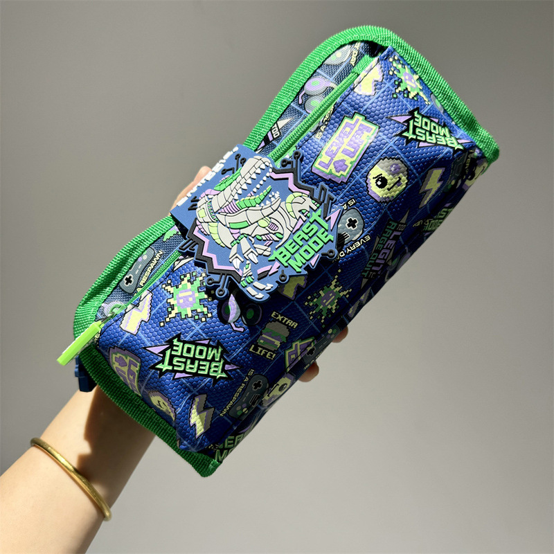 New Smiggle Double-Layer Pencil Case Blue Gameover Multifunctional Storage Pencil Case Student Stationery Box Unicorn