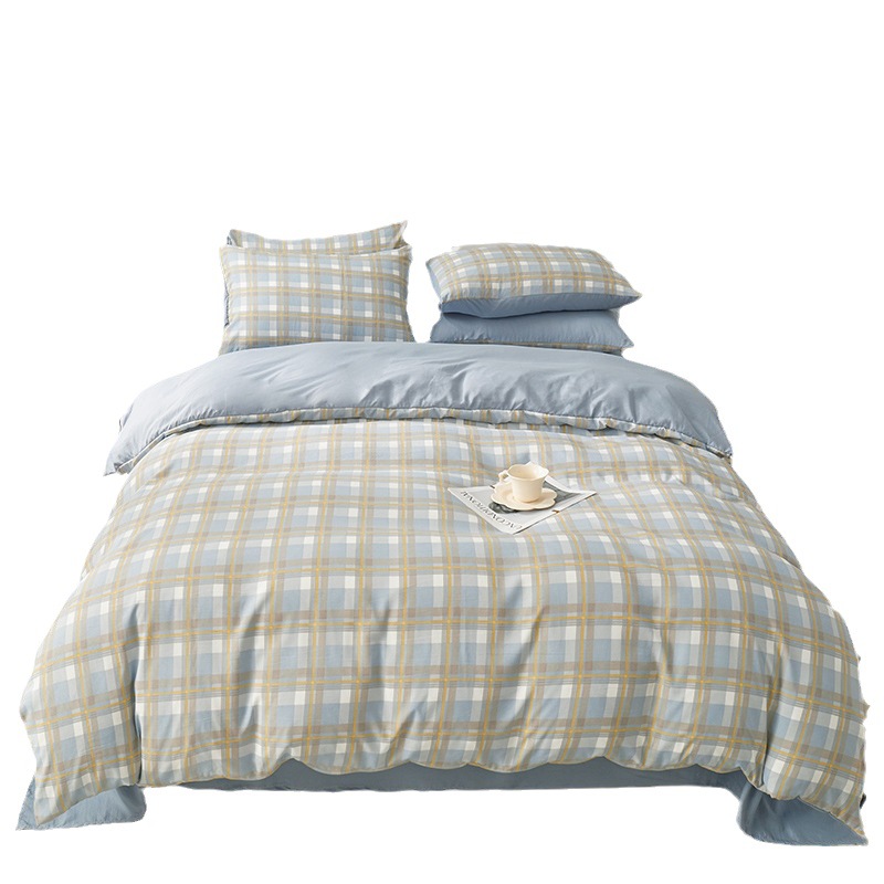 Copripiumino in cotone lavato a quadri per letto singolo_voghion.com
