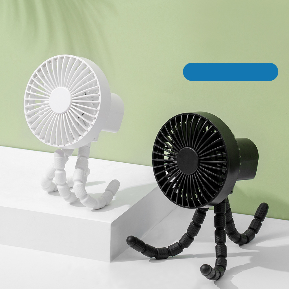 Multifuncional acampar al aire libre trípode mini ventilador eléctrico Oficina Escritorio de carga USB sacudiendo la cabeza pulpo ventilador