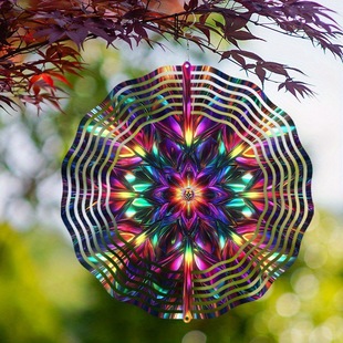 10inch Bohemian Metal Wind Chime with Powered Rotating Design - Easy to Hang 360 °   Hook,