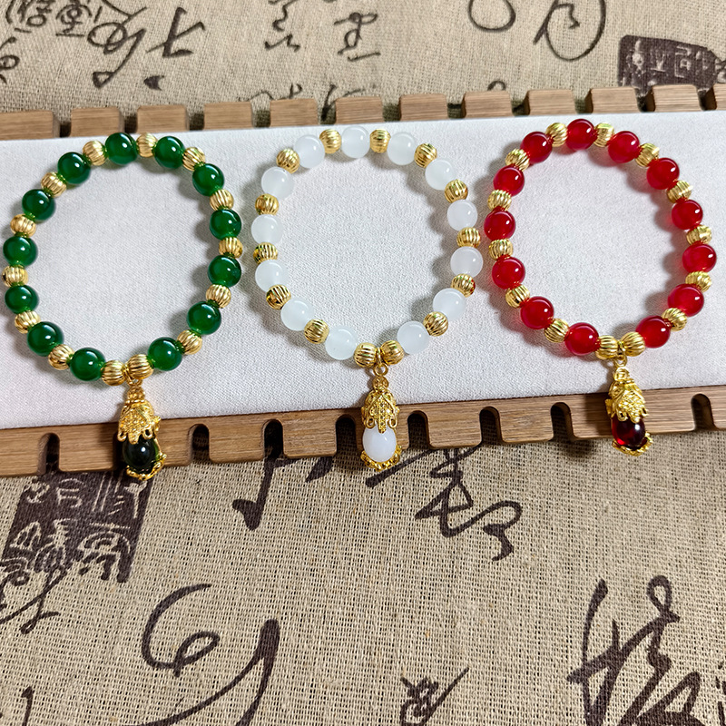 Jade Rabbit Pixiu Bracelet Beads Anti-Agate Emerald White Jade Bracelet Live Internet Celebrity Douyin Cross-Border New Product Bracelet