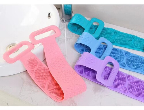 Silicone Scrub Brush Back Scrubber Long Shower Gadget Back Scrubber for Men and Women Strong Double-Sided Mud and Dust Scrub Brush