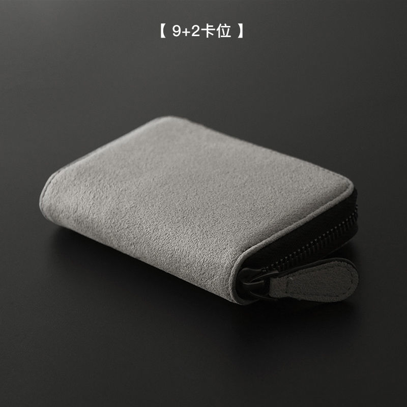 Titular de la tarjeta titular de la tarjeta de gamuza de los hombres exquisito anti-desgaussing multifuncional titular de la tarjeta pequeña bolsa de identificación titular de la tarjeta billetera hembra