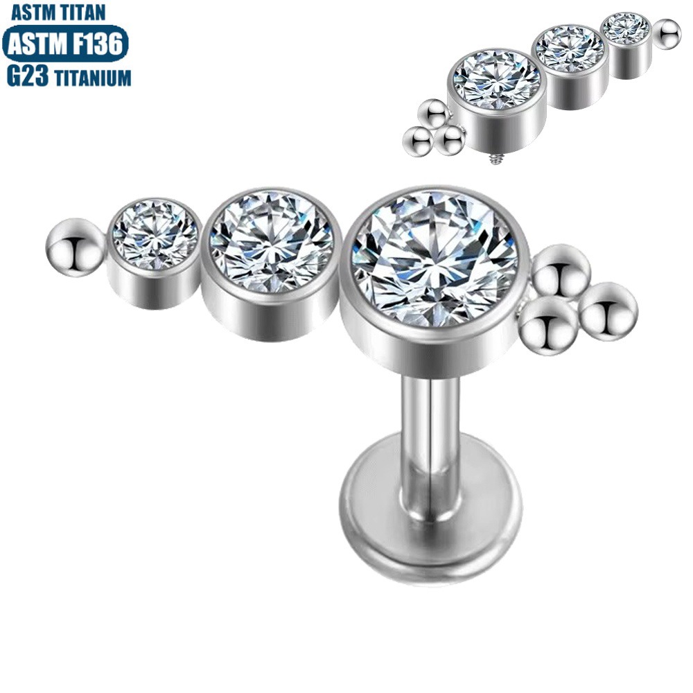 Labret stud lip piercing jewelry styling detail