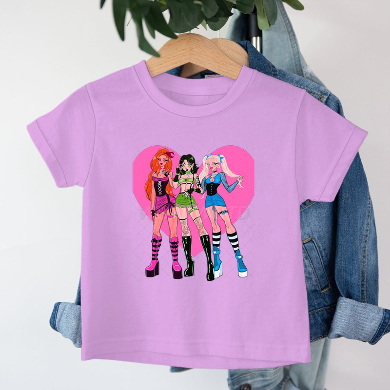 クロスボーダー KPop デーモンハンターデーモンハンターグループプリントコットン Tシャツ夏のファッション子供カジュアル半袖|undefined