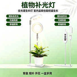 跨境LED天使环植物生长灯可定时调光伸缩杆花卉绿植全光谱补光灯