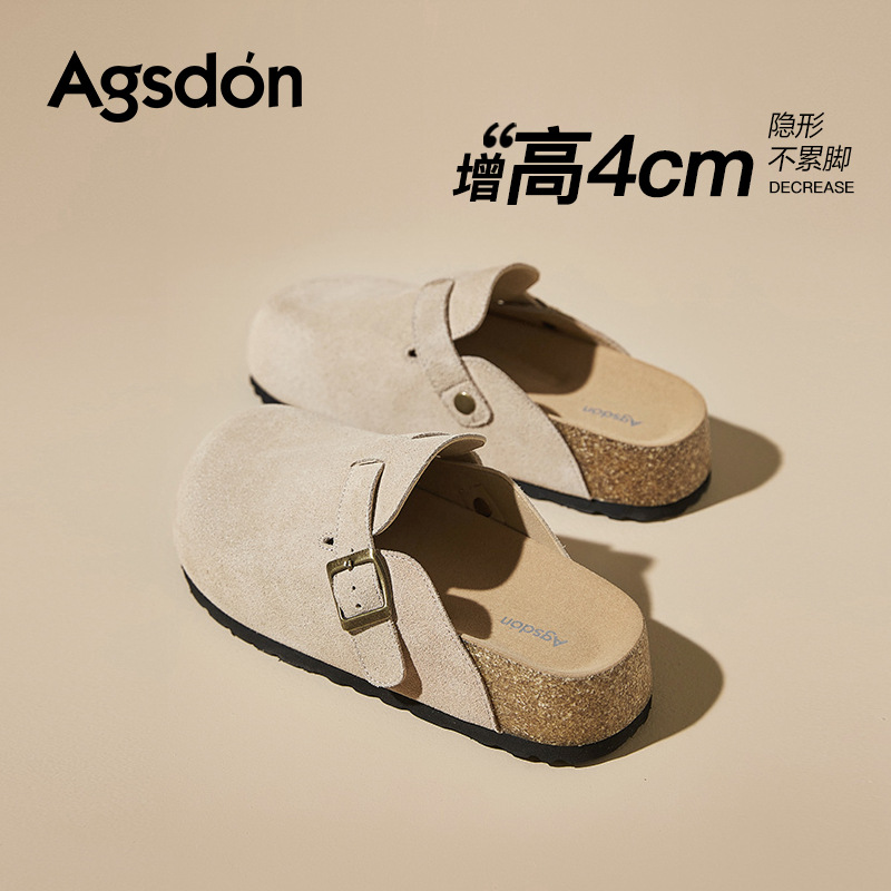 Pantuflas estilo Birkenstock con suela blanda Augu Shiden para mujer, nuevas pantuflas de otoño e invierno 2025, sin cordones, para exteriores, con suela gruesa y punta cerrada.