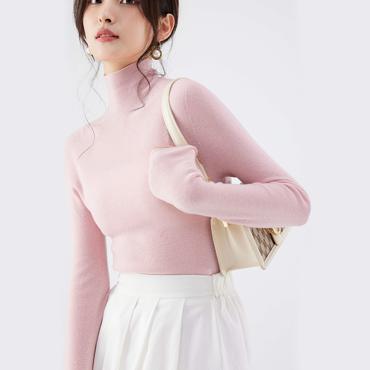 洗濯機で洗えるシームレス18針精編ニットベースレイヤー100%ピュアファインウールセーター女性用秋冬ハイネックセーター