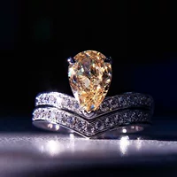 Поколение 925 пробы с позолотой в форме капли воды желтое кольцо с бриллиантом элегантное атмосферное кольцо 18-каратное Золотое кольцо