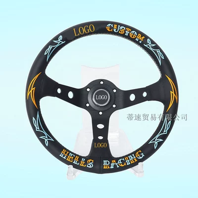 Cross-Border Bestseller 13inch Modified Quick-Release Racing Steering Wheel, Ultra-Fiber Leather, Universal Genuine Leather, Large Concave Embroidered Steering Wheel (Steering wheel) - 13inch-large-concave-steering-wheel