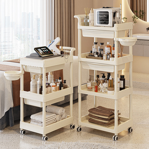 Beauty salon instrument trolley, care tool special trolley, multi-functional mobile manicure and eyelashes storage rack