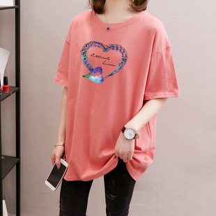2025 New Summer Style Mom Mid-Length Pure Cotton Short-Sleeved T-Shirt Women's Loose Large Size Women's Clothing to Cover Belly