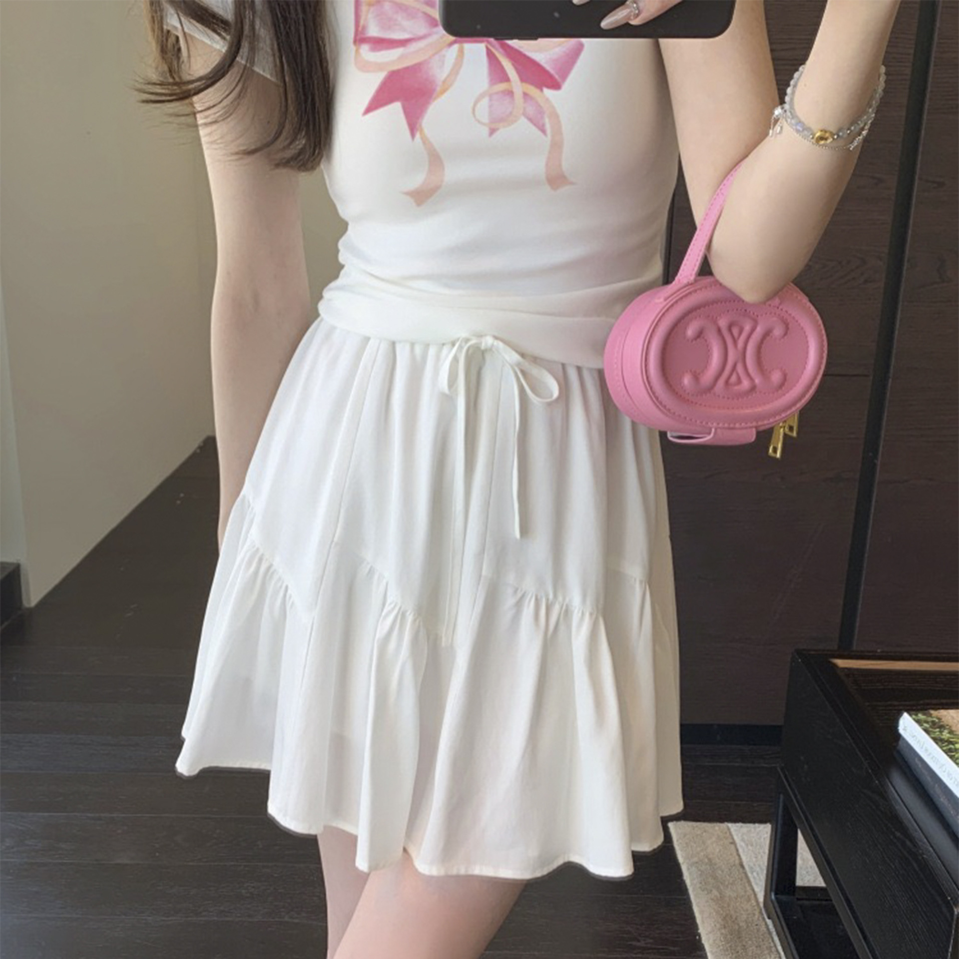 Smart and Playful 100 Tencel A-Line White Cake Skirt High-Waisted Short Culottes for Women Summer Style