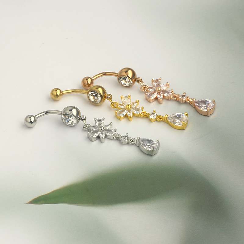 Rose Gold Heart Belly Ring Stainless Steel Navel Jewelry Wholesale detail image 7
