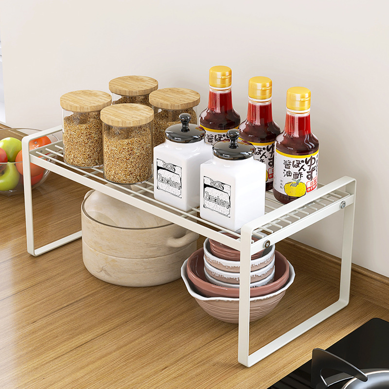 Cabinet Storage Laminated Rack Kitchen Countertop Separated Dishes Drain Storage Rack Pot Seasoning Shelf