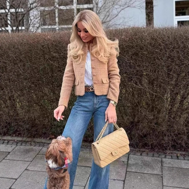 Manufacturer's Ready-Made Foreign Trade Women's Clothing Wholesale 2025 Spring New Style Ladylike French Tweed Short Jacket Top