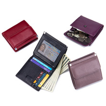新款真皮短款钱包女款高级感收纳包头层牛皮钱夹多功能卡包零钱包