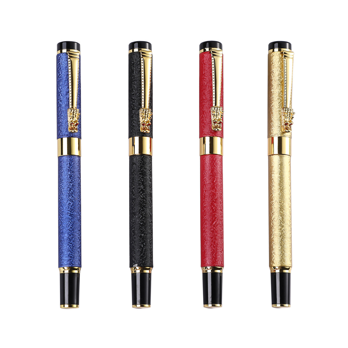 Fabricante en stock metal firma pluma color arrugas agua pluma retro grifo pluma de gel regalo de negocios pluma del grano