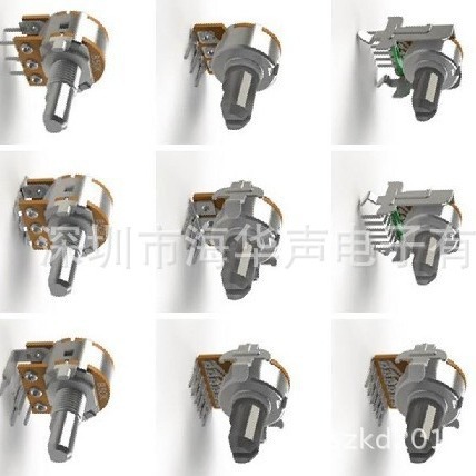 厂家供应R14mm绝缘轴旋转电位器，塑封精密电位器，多圈电位器