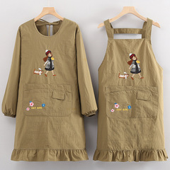韓国版アニメエプロン女性キッチン家庭用防水出勤作業服職場カバー飲食料理男性
