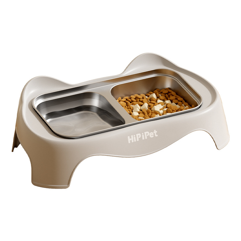 Mascotas de acero inoxidable doble tazón cubiertos de alimentación de alimentos alimentadores de agua para perros y gatos artículos para el hogar