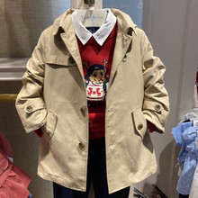 E小熊TW童装现货秋款男童加棉可拆卸休闲风衣连帽外支持一件代发