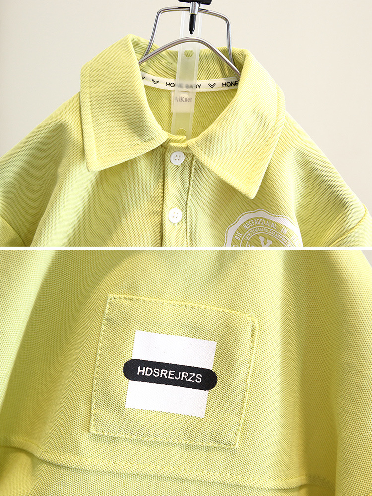 7212 Traje de verano para niños 2025 nuevo estilo hermoso traje delgado para niños camisa polo de manga corta bebé estilo occidental verano