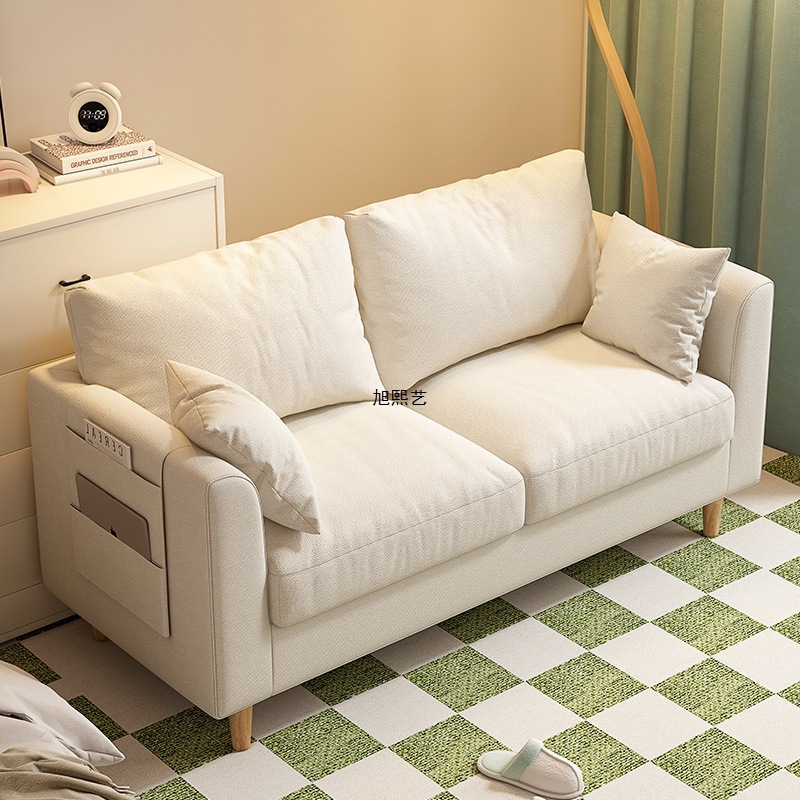 Sofa for Small Apartments, Nordic Simple Modern Bedroom Rental Room, Simple Internet Celebrity Double or Three-Person Living Room Fabric Sofa