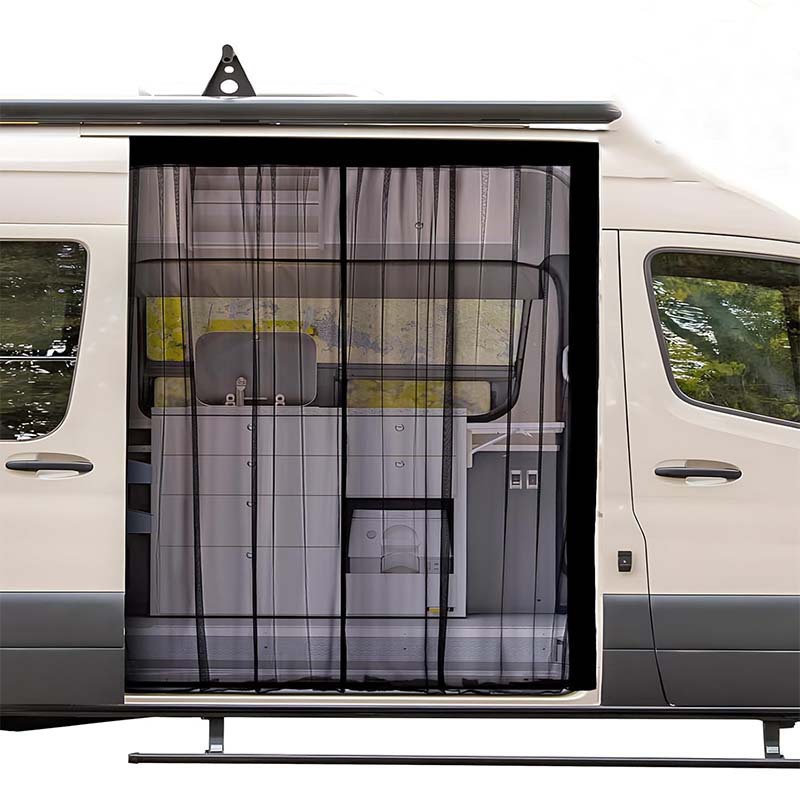 Business Vehicle Mvp Middle Door Curtain with Strong Magnetic Attachment, Mosquito-Proof Door Curtain for Rv, Sunshade and Breathable Door Curtain for Camping Vehicle