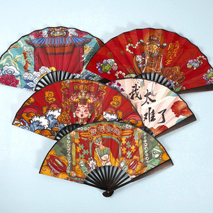 Tide language national tide antique fan wholesale double-sided Juan cloth net red bar disco fan 8 inch folding fan wholesale