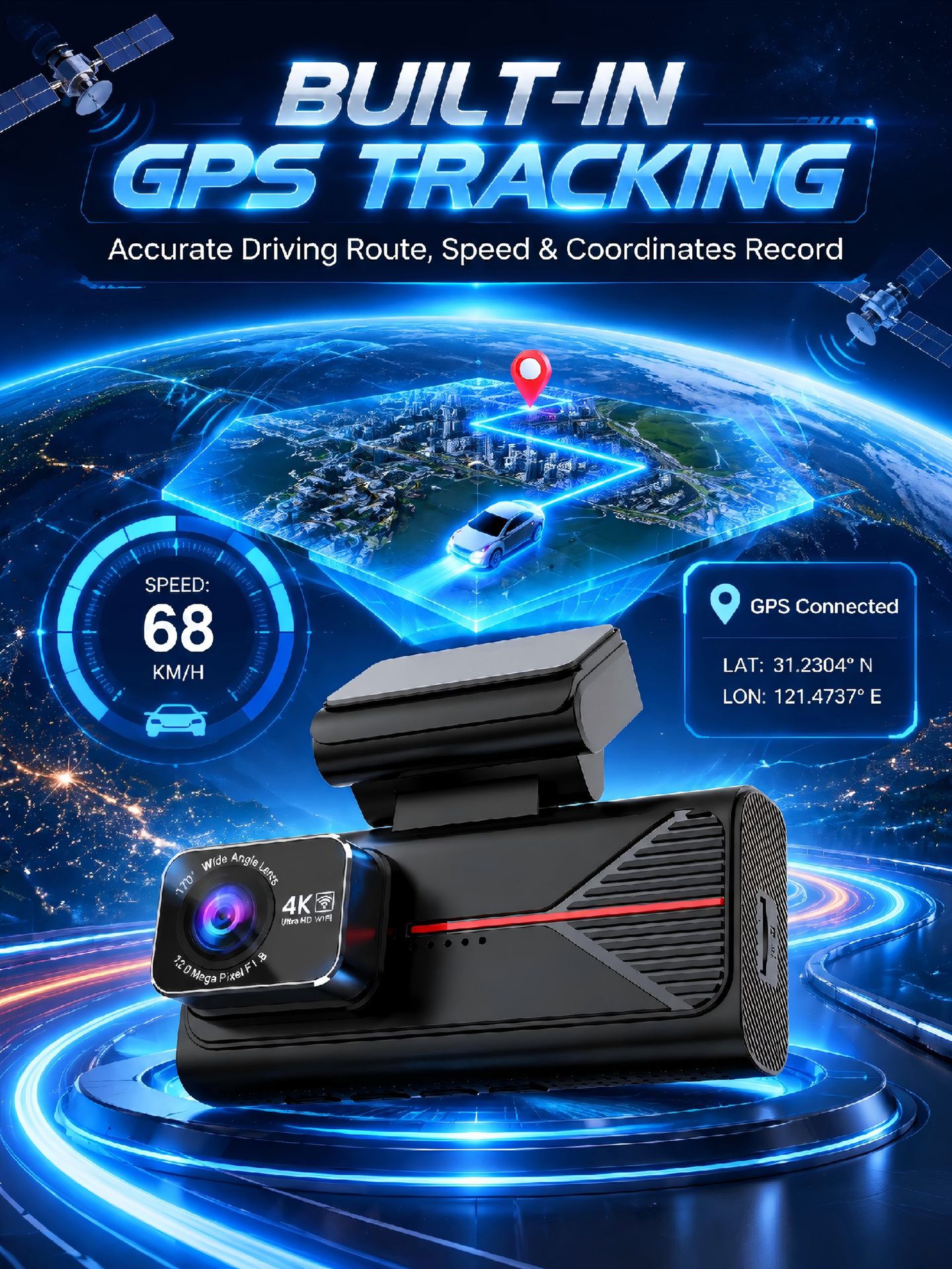 New cross-border dual 4K front and rear recording, Wi-Fi connectivity, GPS tracking, ADAS, and high-definition dashcam with BSD