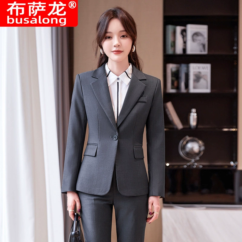 Женский деловой костюм с длинными рукавами и брюками Busalong 2025 года, формальный костюм для работы, 8850