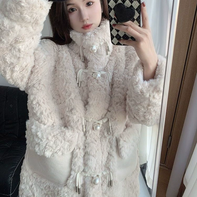 Velvet warm long jacket, Korean style, mid-length, increased thickness