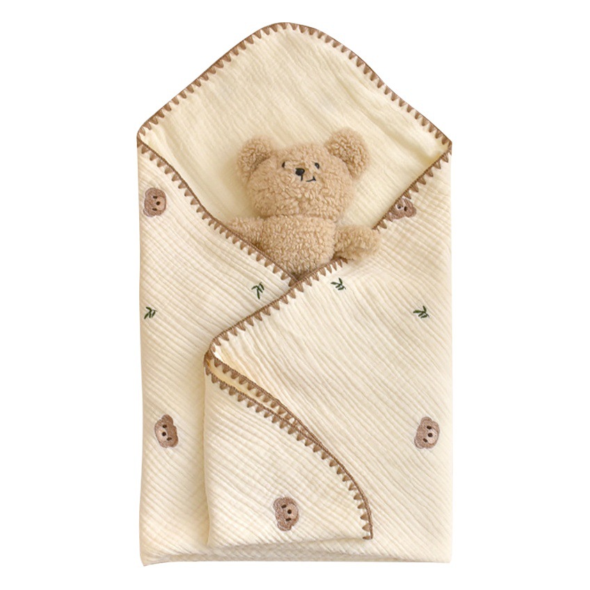 Baby Wrap Towel Newborn Class A Pure Cotton Sauce Embroidered Wrap Single Baby Four Seasons Baby's Outgoing Swaddling Towel