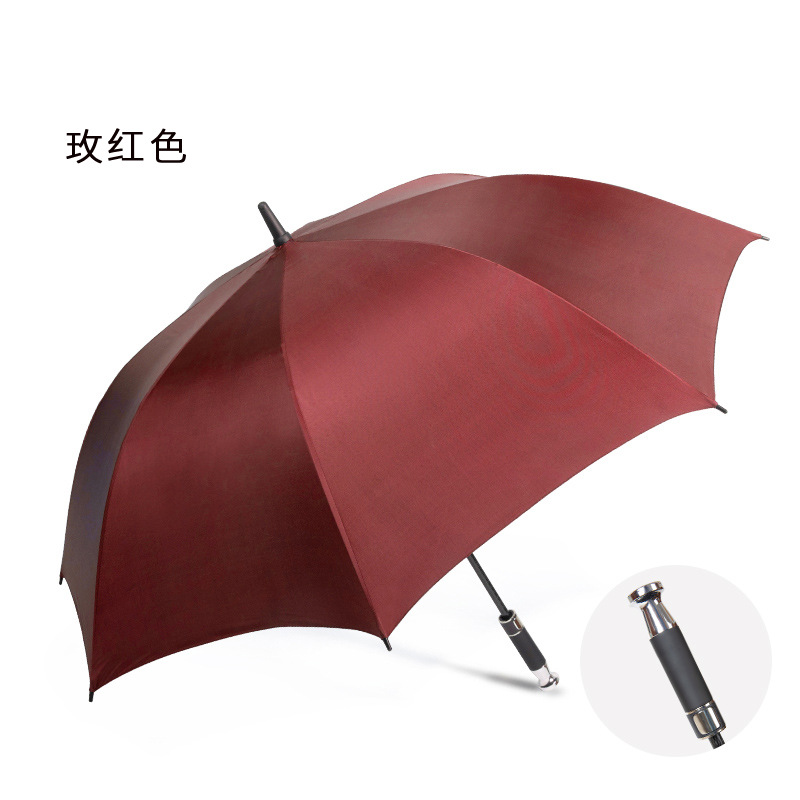Paraguas de golf de fibra completa con revestimiento negro, paraguas de coche para hombres de negocios, paraguas VIP de alta gama, mango largo, venta al por mayor, parasol de moda.