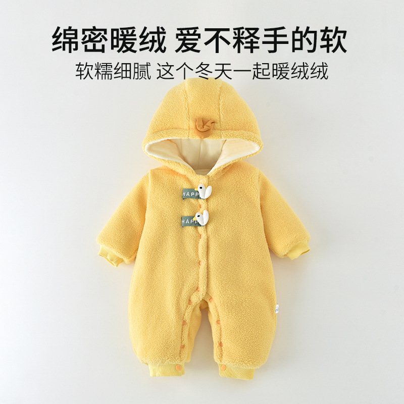 Baby Autumn and Winter Velvet Jumpsuit New Super Cute Newborn Baby Outing Clothes Furry Hoodie Thickeneded Crawling Clothes Baby Autumn and Winter Velvet Jumpsuit New Super Cute Newborn Baby Outing Clothes Furry Hoodie Thickeneded Crawling Clothes