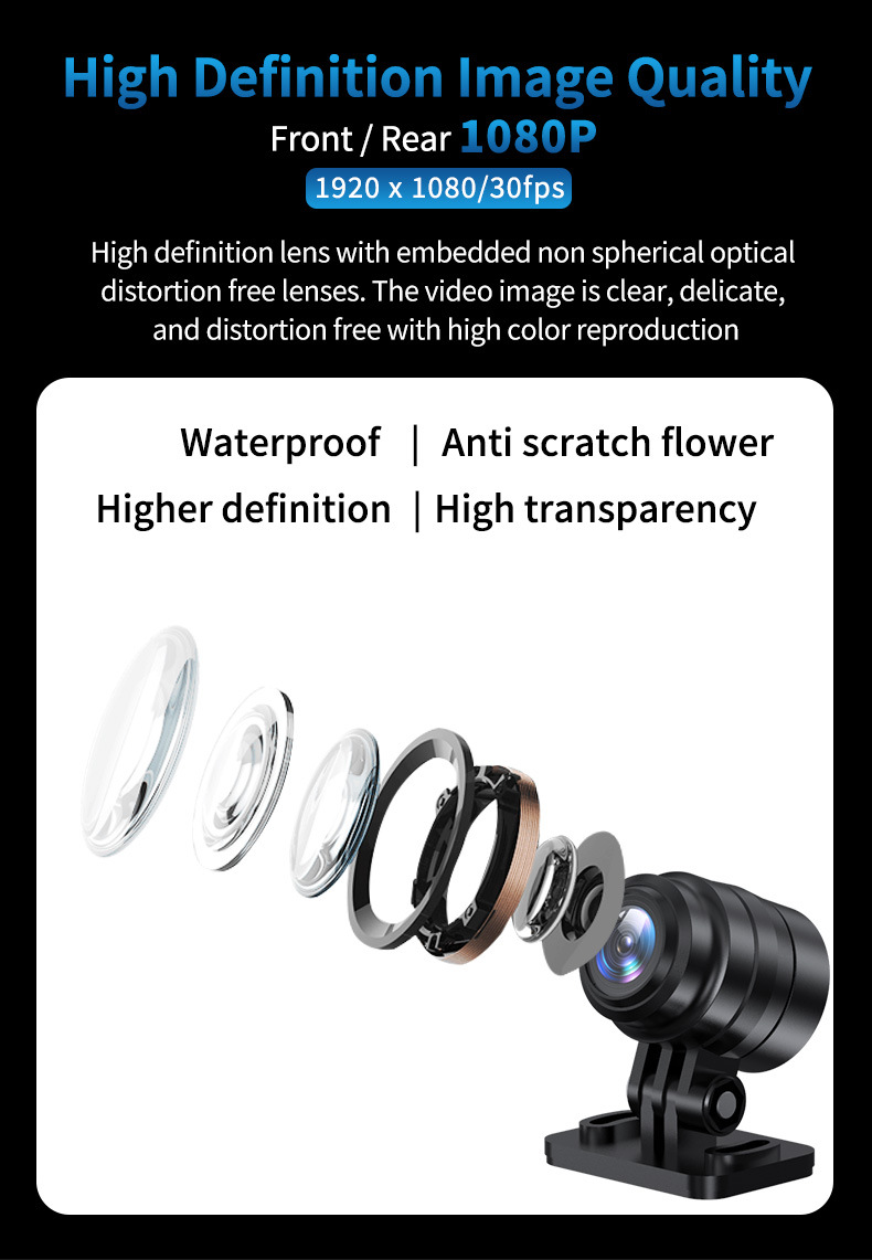 Cross-border motorcycle driving recorder HD 1080 touch 3.16 inch WiFi front and rear dual recording locomotive recorder