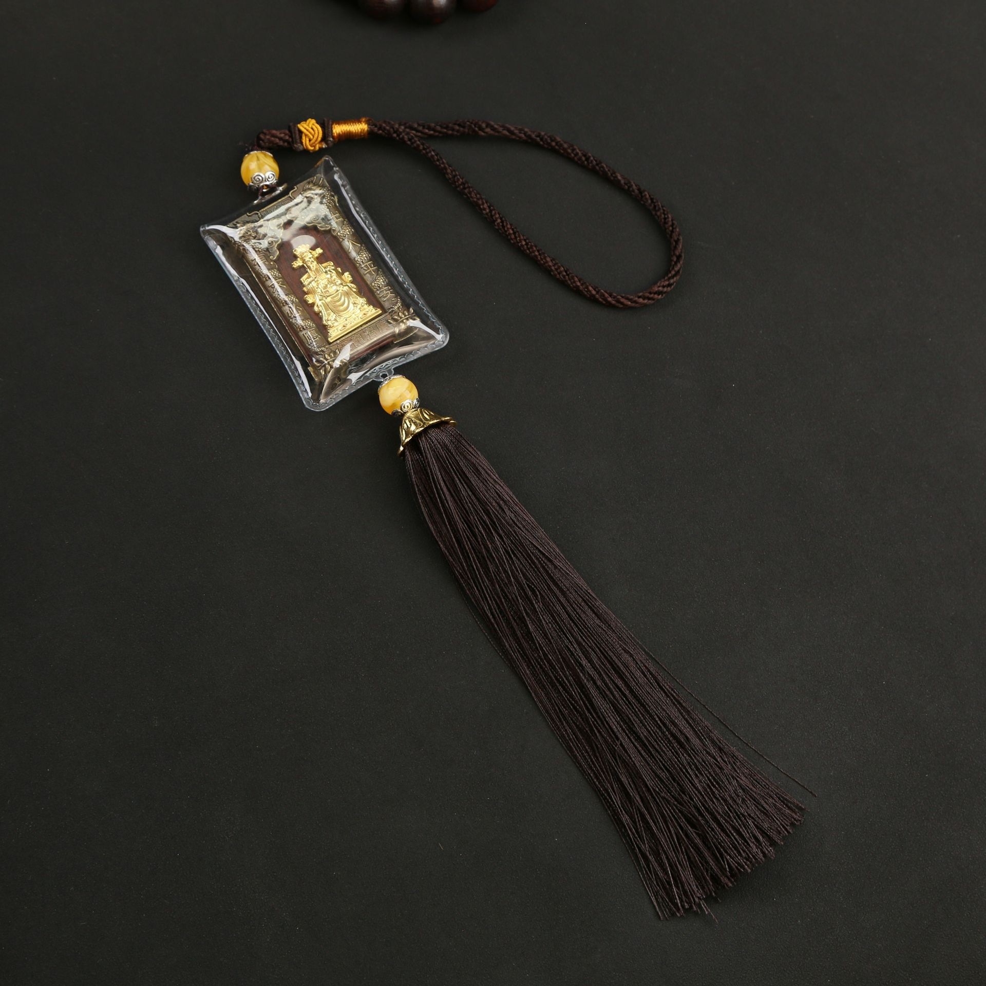 Car Interior Pure Five Lords Pendant, Door Hanger Rearview Mirror Ornament, Scripture Five-Tayishan Decoration Pendant