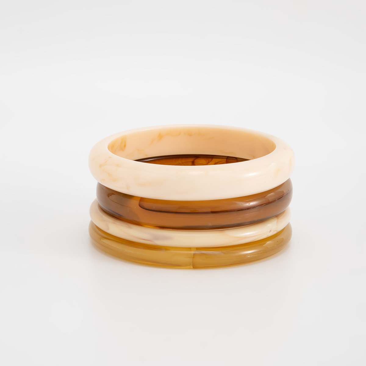 European and American Cross-border Fashion Color Gradient Resin Stacking Bracelets Vintage INS Style Arc-shaped Polished Closed Bangle Bracelets