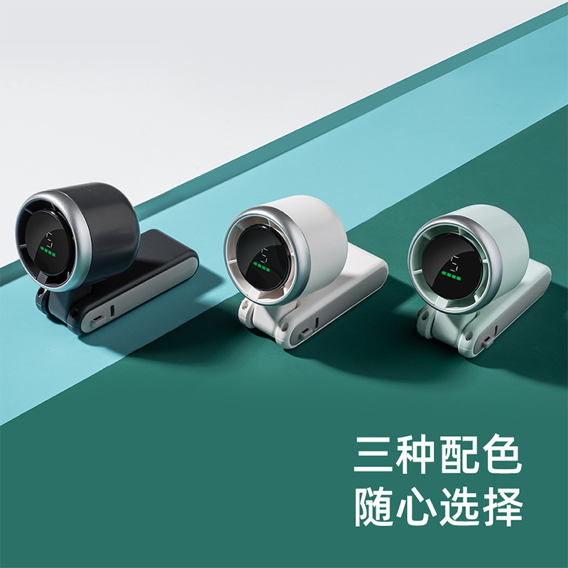 USB nuevo pequeño ventilador de mano ventilador eléctrico transfronterizo portátil de alta velocidad cuello colgante turbo ventilador plegable carga