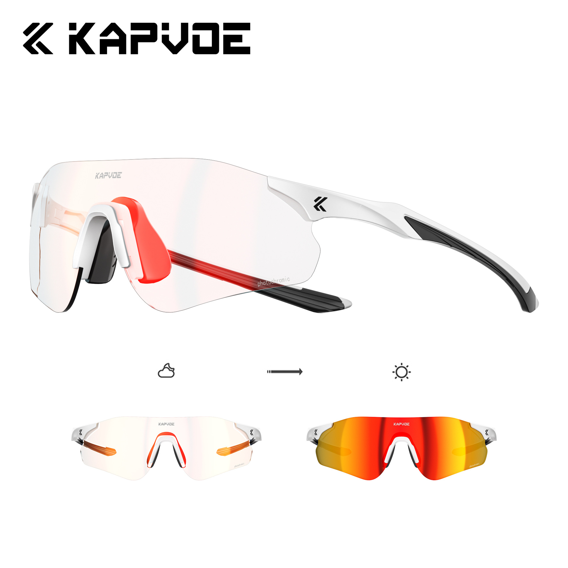 Gafas Fotocromáticas para Ciclismo y Correr de TR90, Fotocromático y Cortavientos, para Ciclismo y Escalada image 9