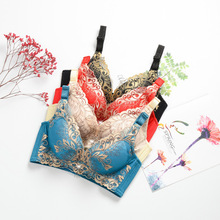 厂家批发土豪金文胸舒适上托有钢圈聚拢蕾丝收副乳刺绣调整型内衣