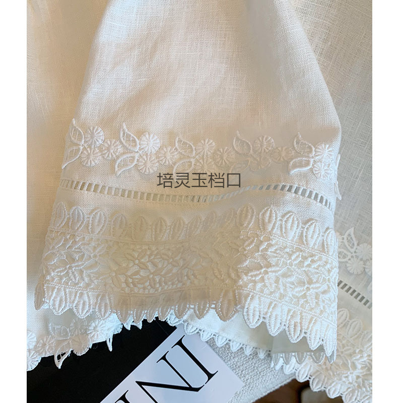 白いレース刺繍通気性ベストスーツ女性の夏の新しいハイエンドシンプルカジュアル気質ショーツ 2 点セット|undefined
