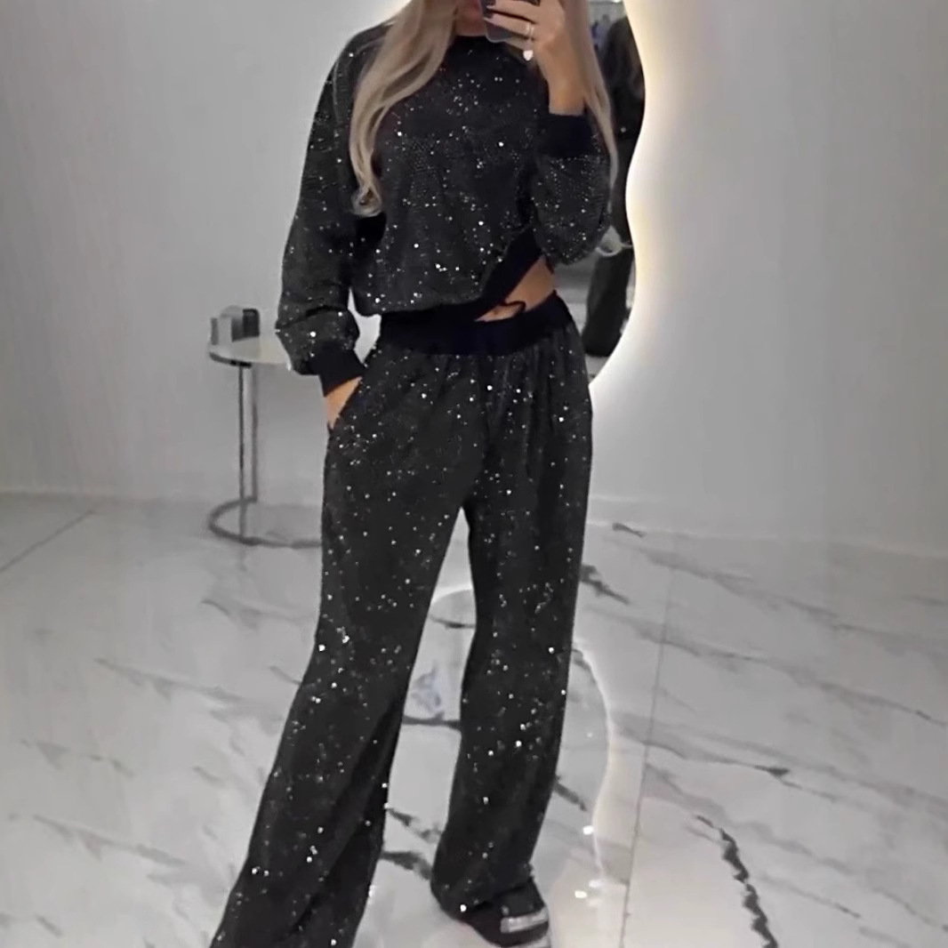 European And American Cross-Border Autumn Winter Hot-Selling Women's Clothing Starry Sky Full Of Stars Long-Sleeve Round_voghion.com